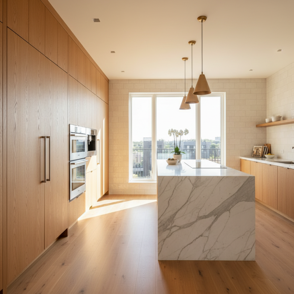 Upscale kitchen with integrated appliances